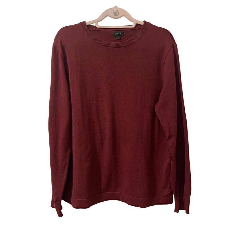 J Crew Burgundy Men's Cotton Crewneck Pullover Sweater Size Large